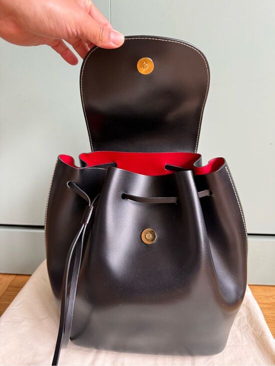 NWOT Frances Valentine Small Ann Backpack, Black Calfskin w/ Red Lining main image 11